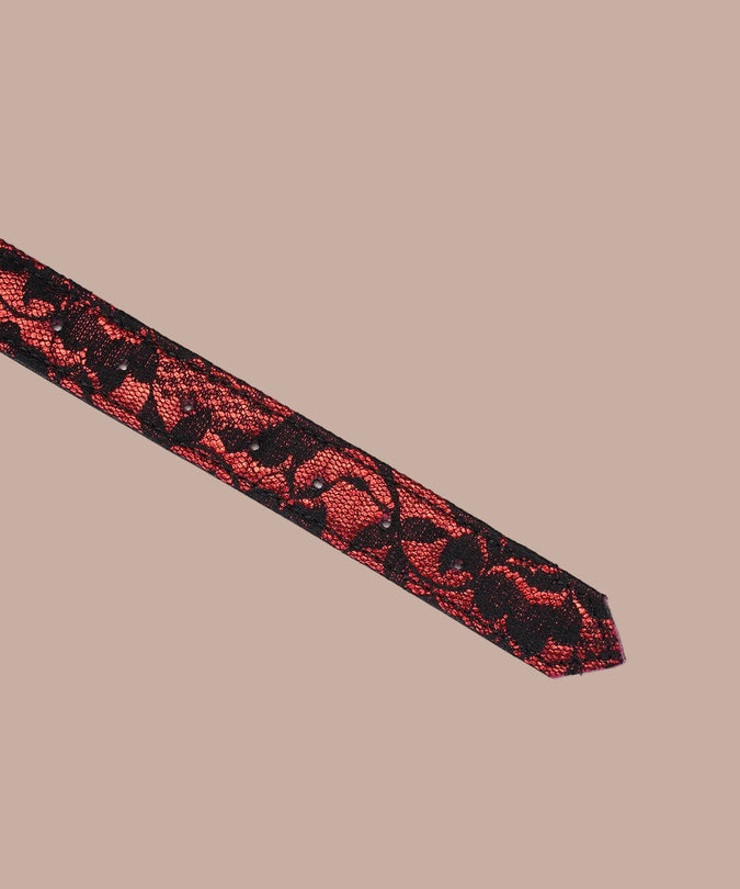 Liebe Seele Lace and PU Choker – Victorian Garden Dark Red