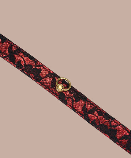 Lieve Ziel Lace en PU Choker – Victoriaanse Tuin Donkerrood