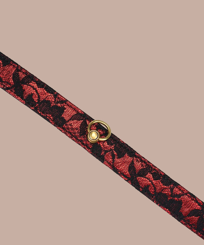 Liebe Seele Lace and PU Choker – Victorian Garden Dark Red