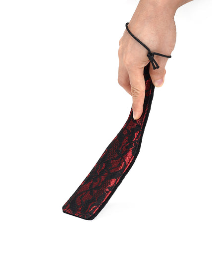 Liebe Seele Lace and Velvet Spanking Paddle – Victorian Garden Dark Red