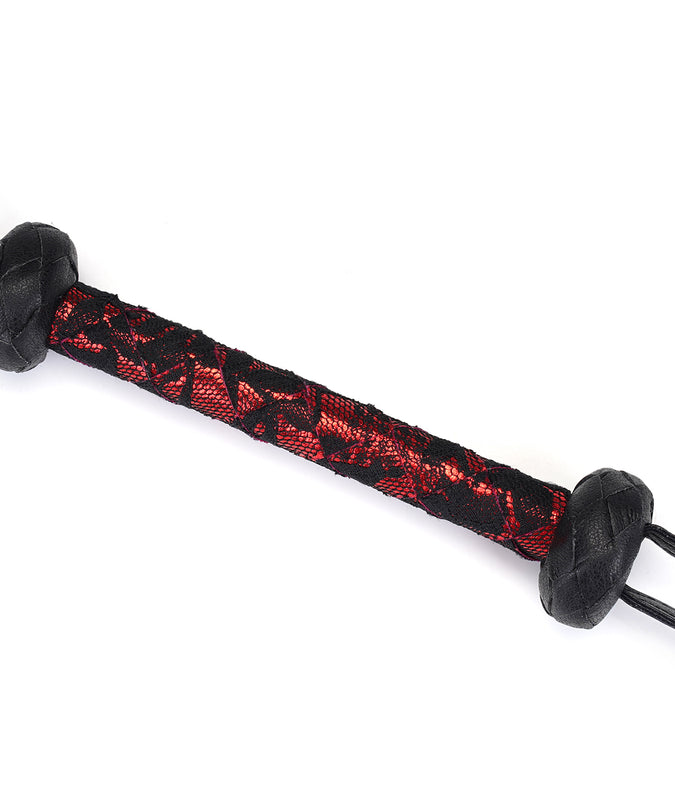 Liebe Seele Lace and PU Bull Whip – Victorian Garden Dark Red
