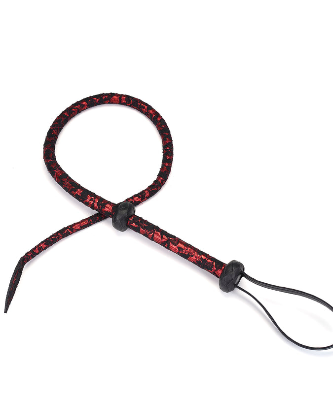 Liebe Seele Lace and PU Bull Whip – Victorian Garden Dark Red