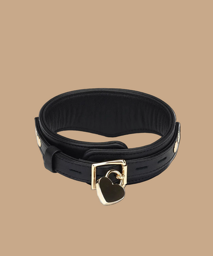 Liebe Seele Dark Secret Leather Collar with Chain – Black