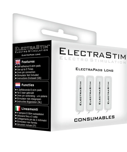 ELECTRASTIM - 4 X LONG SELF ADHESIVE PADS 1.5 CM X 7.5 CM