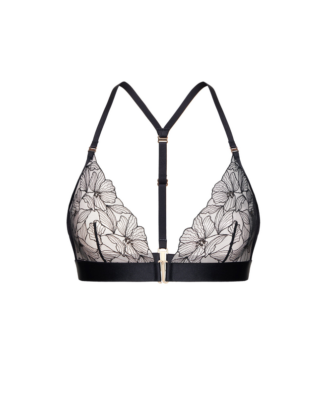 Shikkosa Triangle Honey Bees Bra in Black
