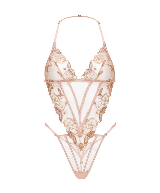 Shikkosa Illusion Bodysuit in Soft Peacy