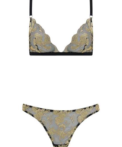 Coco de Mer Oriana Thong in Zwart & Goud
