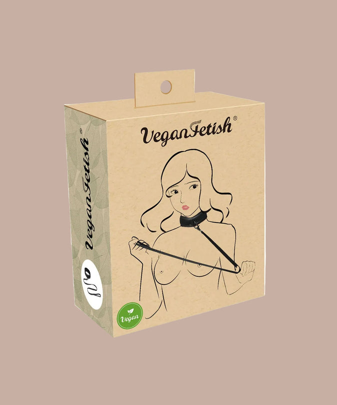 Liebe Seele veganistisch fetisj halsband met riem – zwart