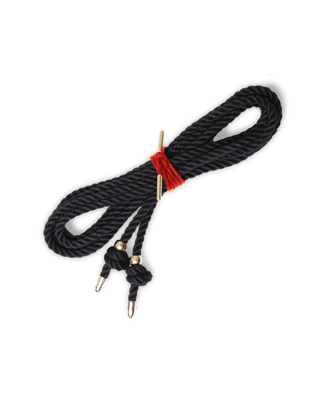 Coco de Mer Bondage Rope With Gold Tips Black