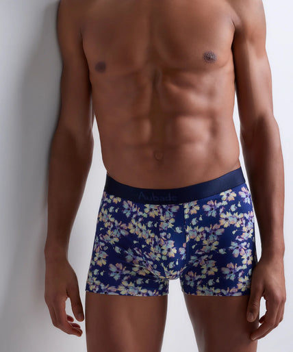 Aubade Heren Boxershorts – Twee stuks, bloemenprint & blauw