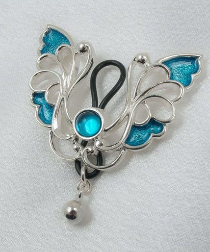 Breast Jewel Blue Butterfly Kisses Zilver