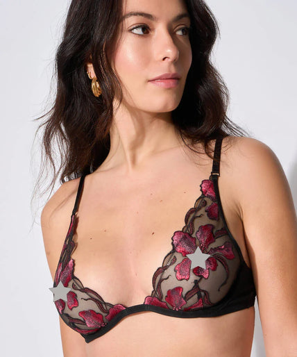Atelier Amour – Dernier Frisson Wired Triangle Bra - Black & Red