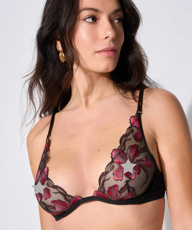 Atelier Amour – Dernier Frisson Wired Triangle Bra - Black & Red