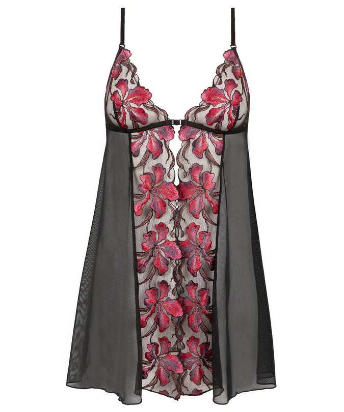 Atelier Amour – Dernier Frisson Babydoll With Front Opening - Black & Red