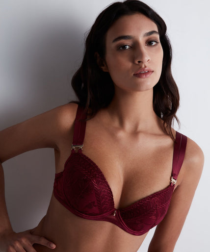 Aubade Magnetic Spell Push Up Bra in Crimson Red - Pleasurements