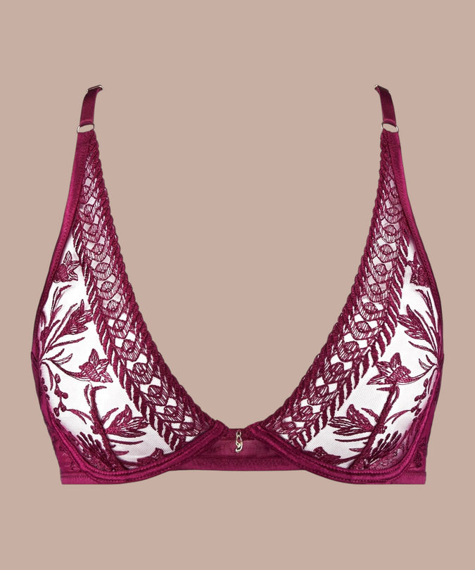 Aubade Magnetic Spell Triangle Bra in Crimson Red - Pleasurements
