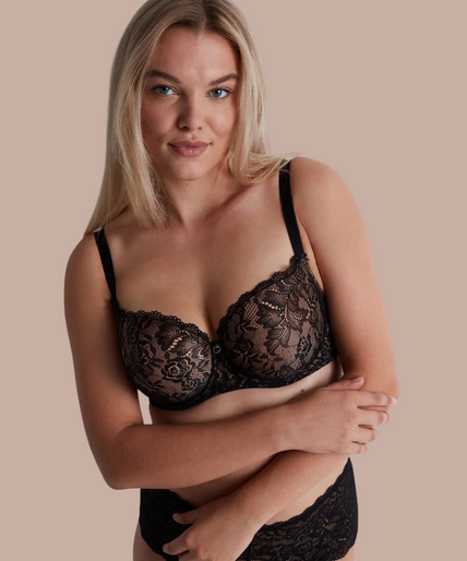 Aubade Rosessence Moulded half - cup bra in Black - Pleasurements
