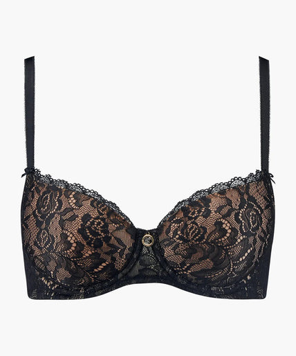 Aubade Rosessence Moulded half - cup bra in Black - Pleasurements