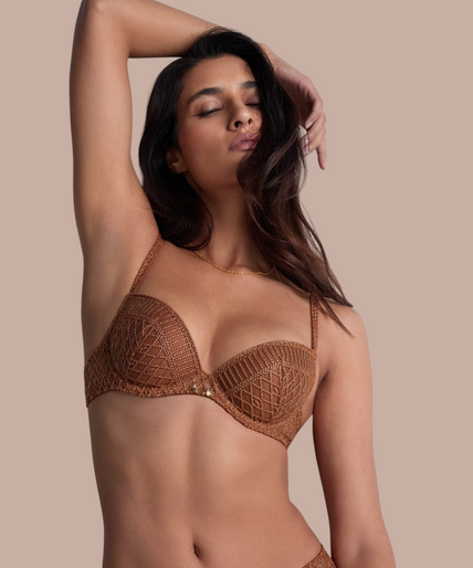 Aubade Stardust Dream Moulded Push Up Bra in Amber Gold - Pleasurements