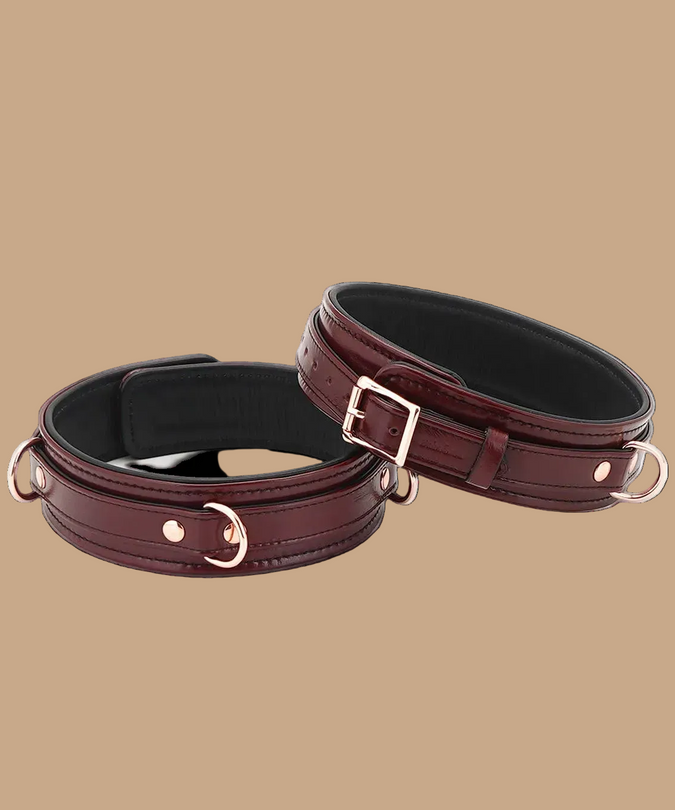 Liebe Seele Leather Thigh Cuffs – Wine Red