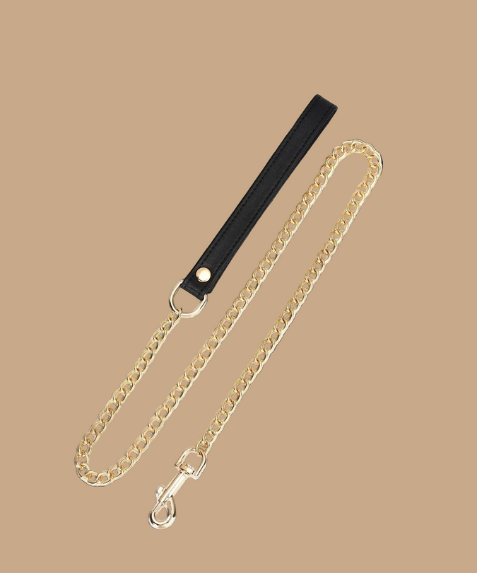 Liebe Seele Dark Secret Leren Halsband met Riem – Zwart