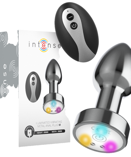 Intense – Vibrations-Metall-Analplug mit LED-Lichtern und Fernbedienung – Größe M