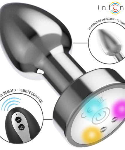 Intense – Vibrations-Metall-Analplug mit LED-Lichtern und Fernbedienung – Größe M