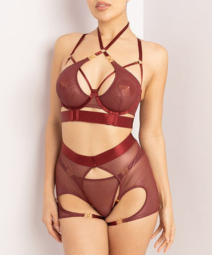 Bordelle Cadi Ouvert Garters Brief Morello - Pleasurements
