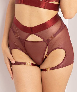 Bordelle Cadi Ouvert Garters Brief Morello - Pleasurements
