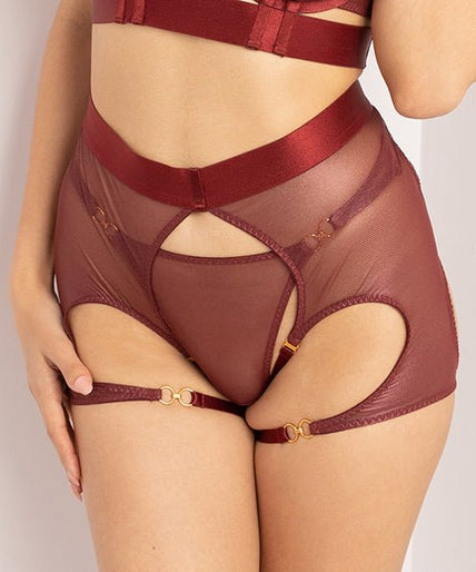 Bordelle Cadi Ouvert Garters Brief Morello - Pleasurements