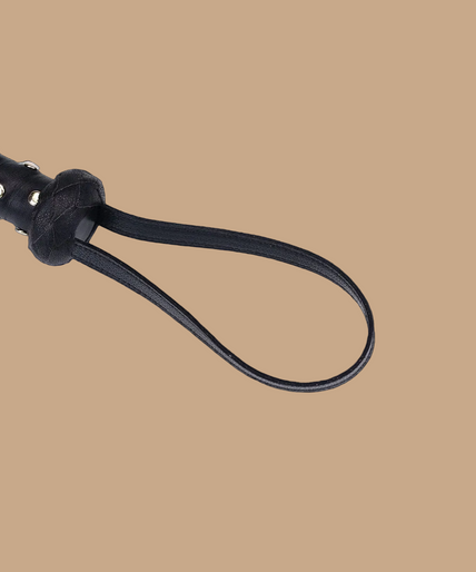 Liebe Seele Dark Secret Deluxe Leather Whip with Studded Handle – Black
