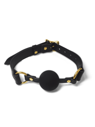 Coco de Mer Black Leather Ball Gag - Pleasurements