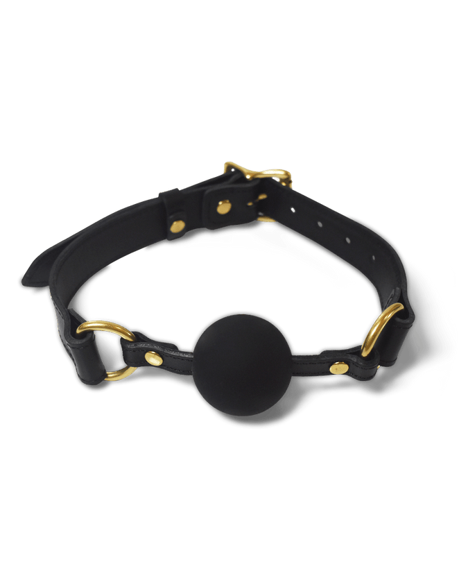 Coco de Mer Black Leather Ball Gag - Pleasurements