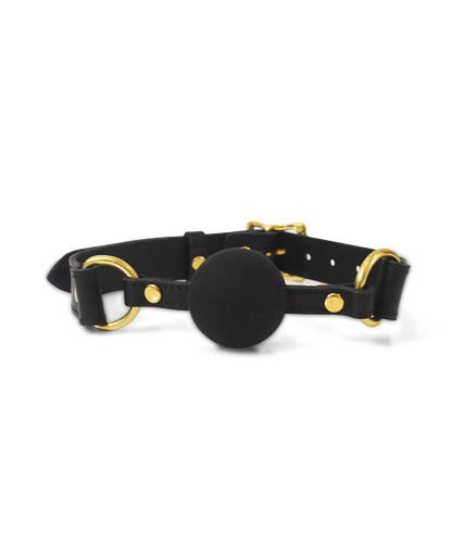 Coco de Mer Black Leather Ball Gag - Pleasurements