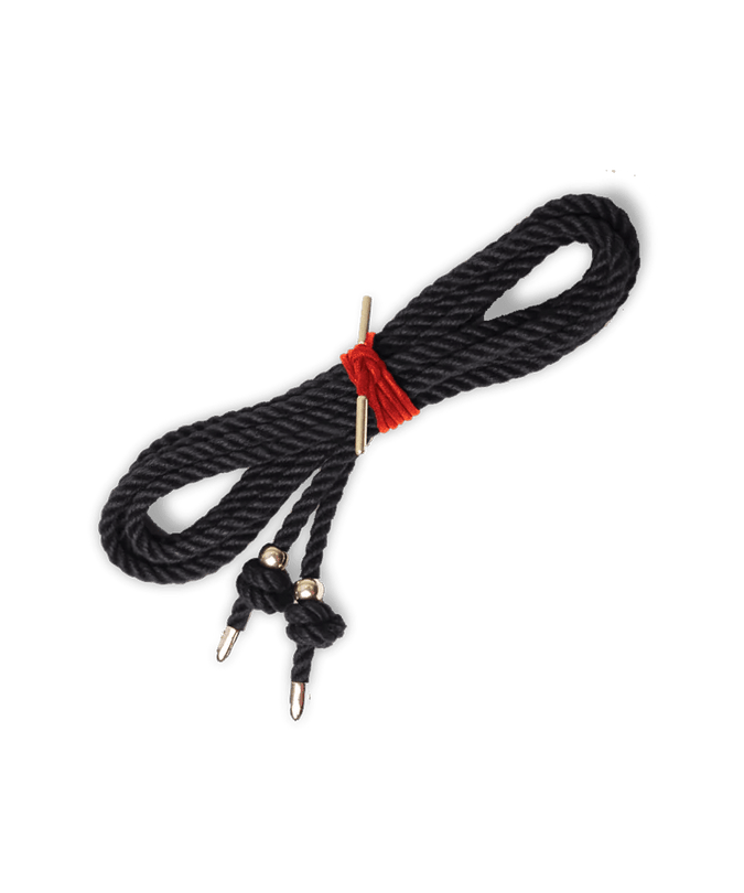 Coco de Mer Bondage Rope With Gold Tips Black - Pleasurements
