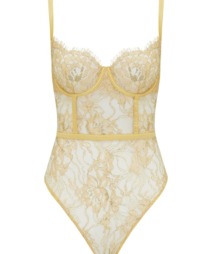 Coco de Mer Fiorella Bodysuit Gold - Pleasurements