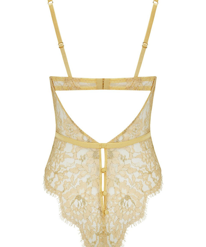 Coco de Mer Fiorella Bodysuit Gold - Pleasurements