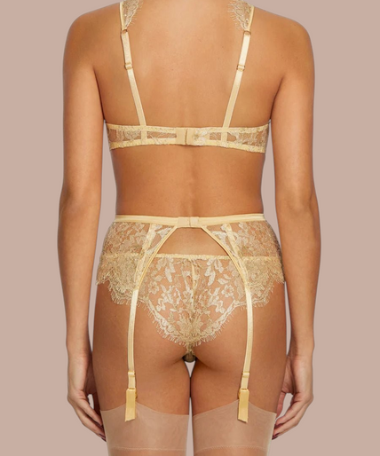 Coco de Mer Fiorella Suspender Belt Gold - Pleasurements