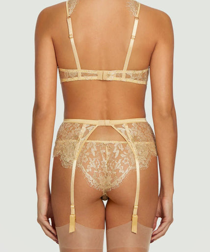 Coco de Mer Fiorella Suspender Belt Gold - Pleasurements