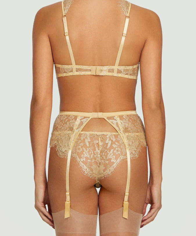 Coco de Mer Fiorella Suspender Belt Gold - Pleasurements