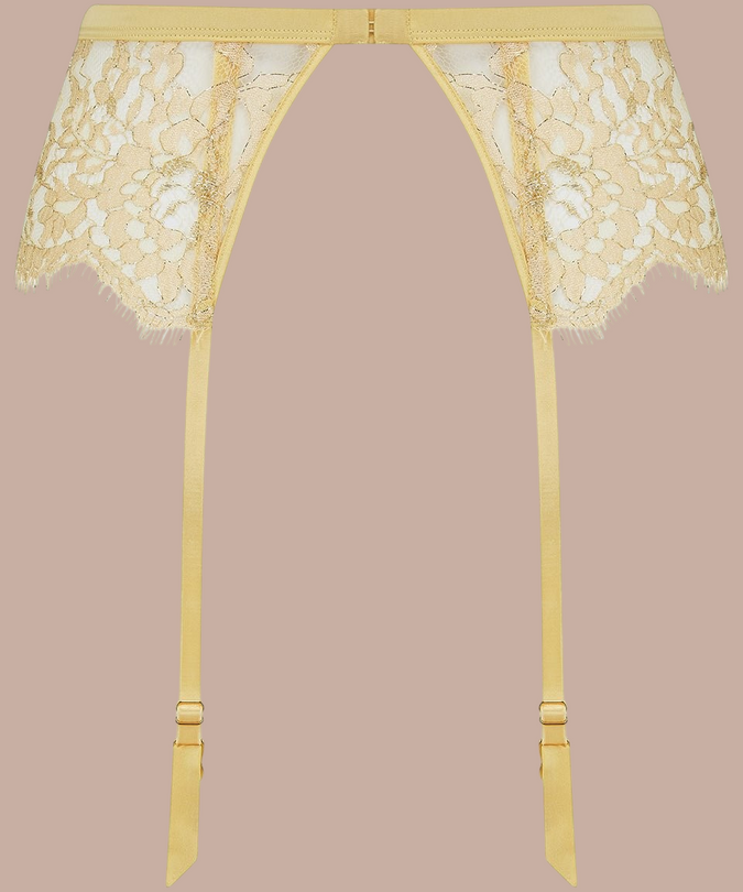 Coco de Mer Fiorella Suspender Belt Gold - Pleasurements