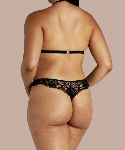 Coco de Mer Hera Thong in Black - Pleasurements
