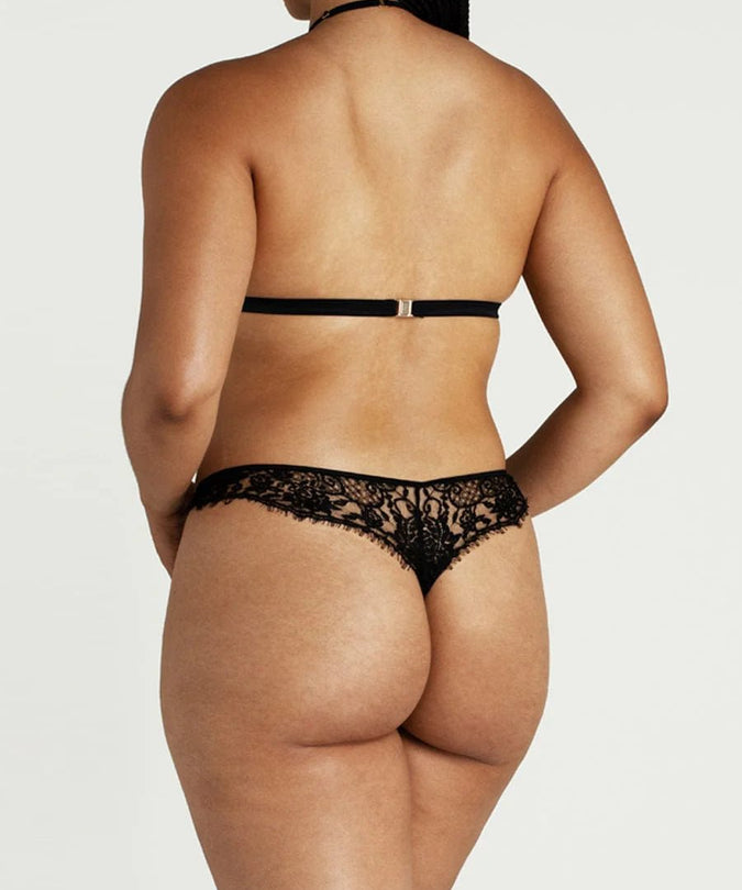 Coco de Mer Hera Thong in Black - Pleasurements
