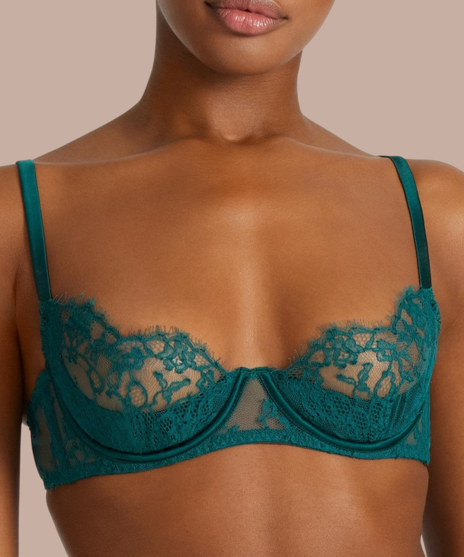Coco de Mer Nilima Balcony Bra in Teal - Pleasurements