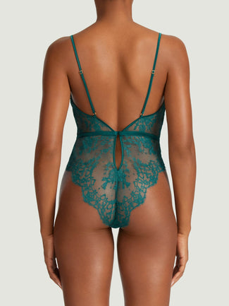 Coco de Mer Nilima Bodysuit in Teal - Pleasurements