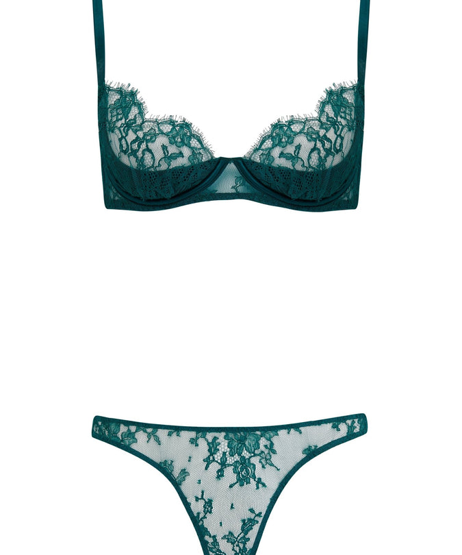 Coco de Mer Nilima Brazilian Knicker in Teal - Pleasurements