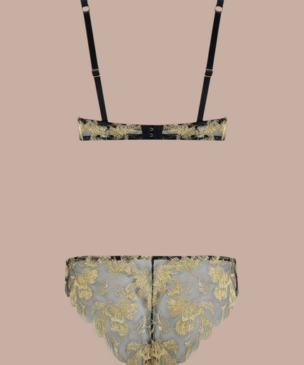 Coco de Mer Oriana Plunge Bra in Black & Gold - Pleasurements