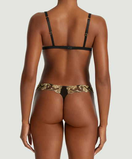 Coco de Mer Oriana Triangle Bra in Black & Gold - Pleasurements