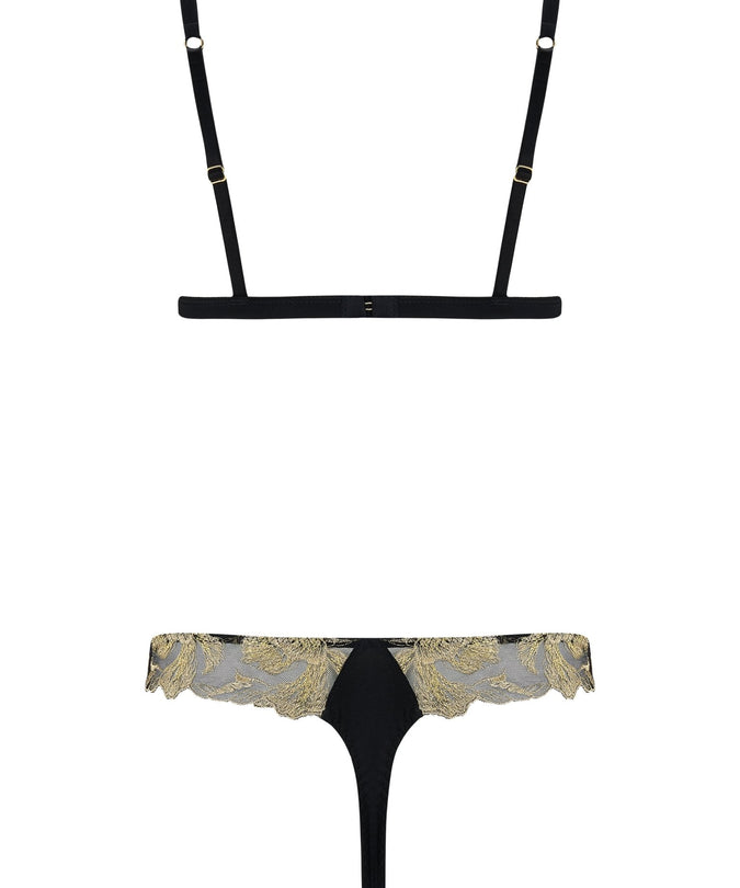 Coco de Mer Oriana Triangle Bra in Black & Gold - Pleasurements