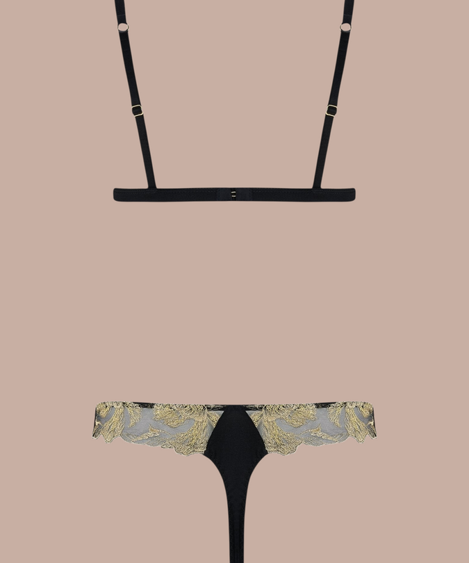 Coco de Mer Oriana Triangle Bra in Black & Gold - Pleasurements
